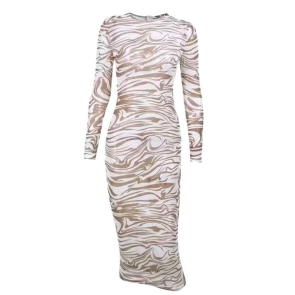 MESHKI Dresses & Skirts - MESHKI BONNIE Mesh Long Sleeve Midi Dress NWT Rare
